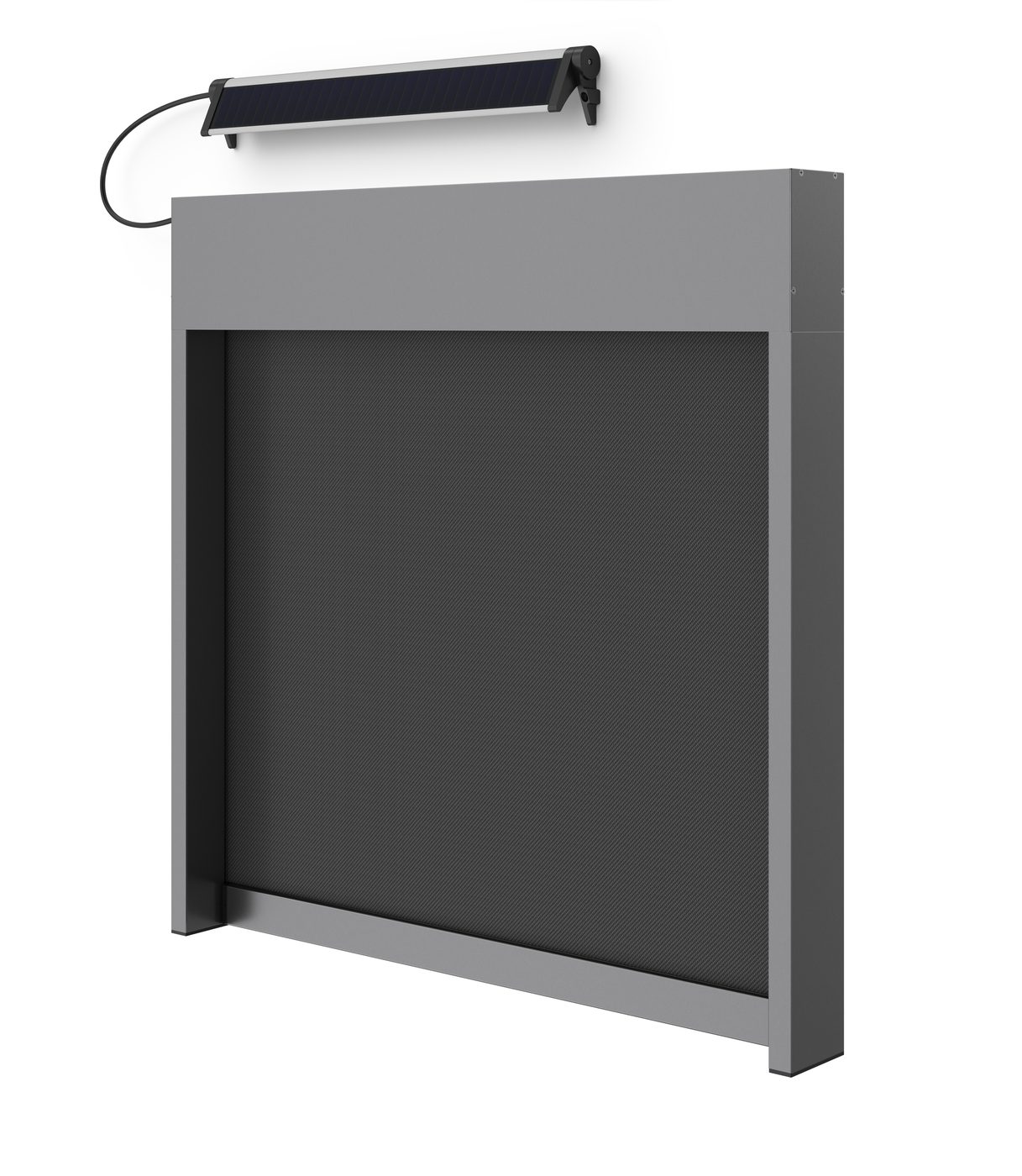Textilscreen ZIP110 mit Solarantrieb von aussen, technische Darstellung