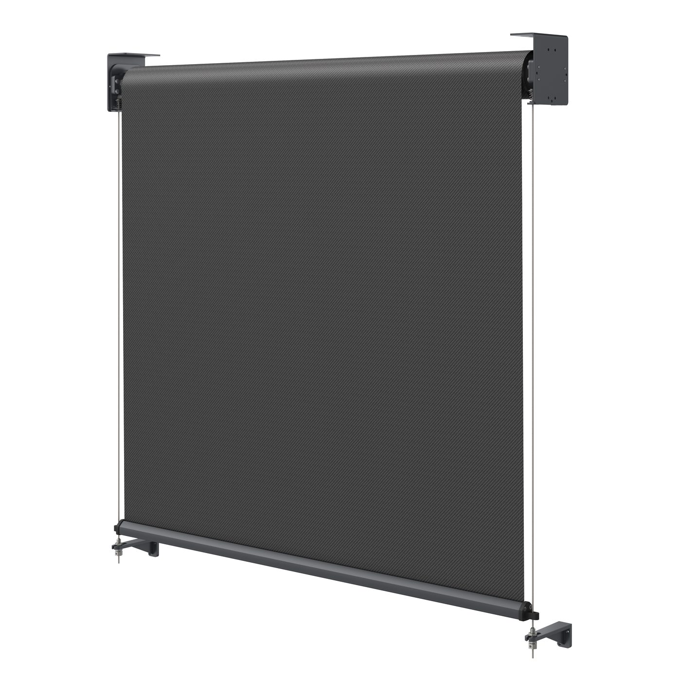 Drahtgeführter Textilscreen WS100 an der Decke, Aussenansicht, technische Darstellung