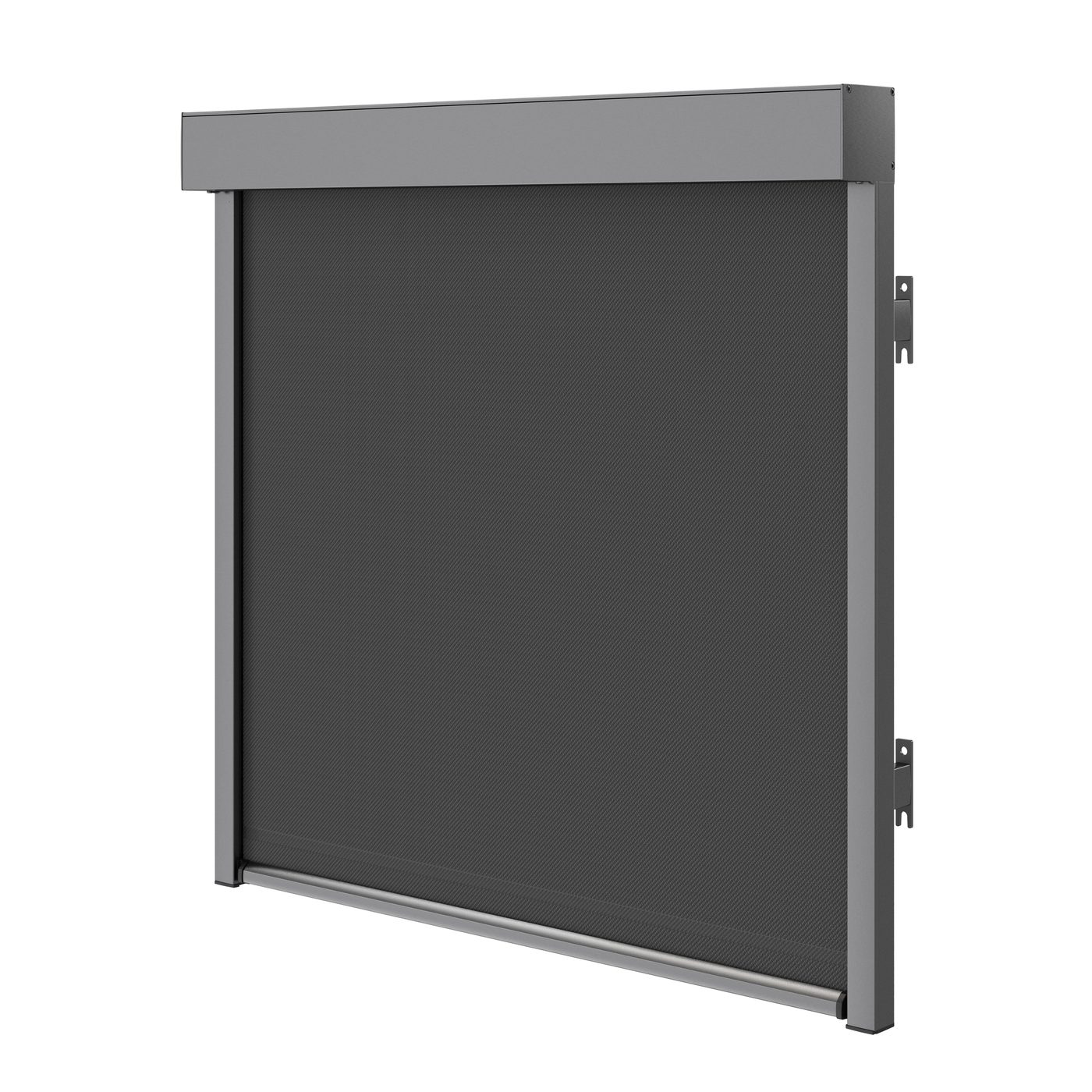 Textilscreen ZIP100 mit eckigem Kasten, technische Darstellung
