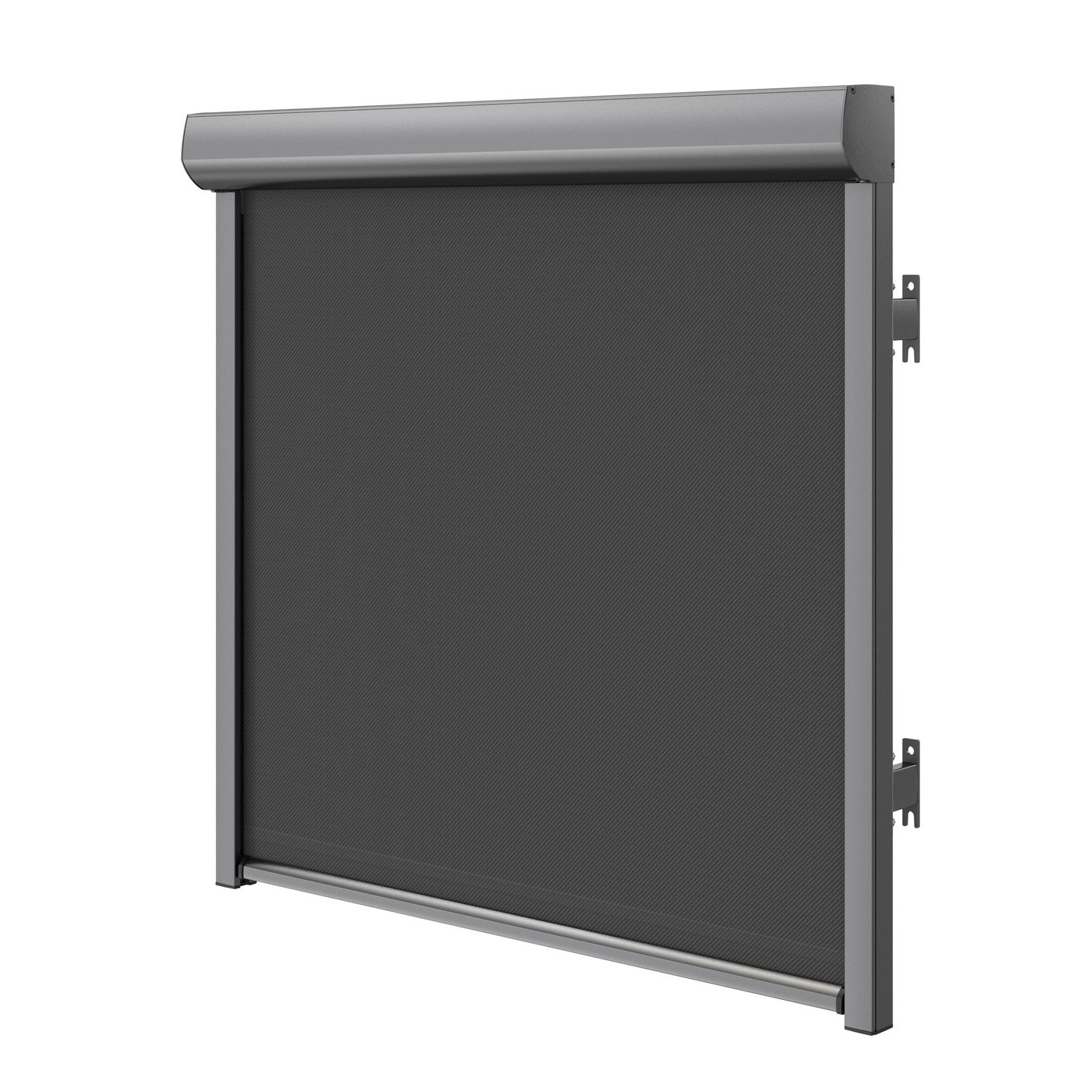 Textilscreen ZIP100 mit halbrundem Kasten, technische Darstellung