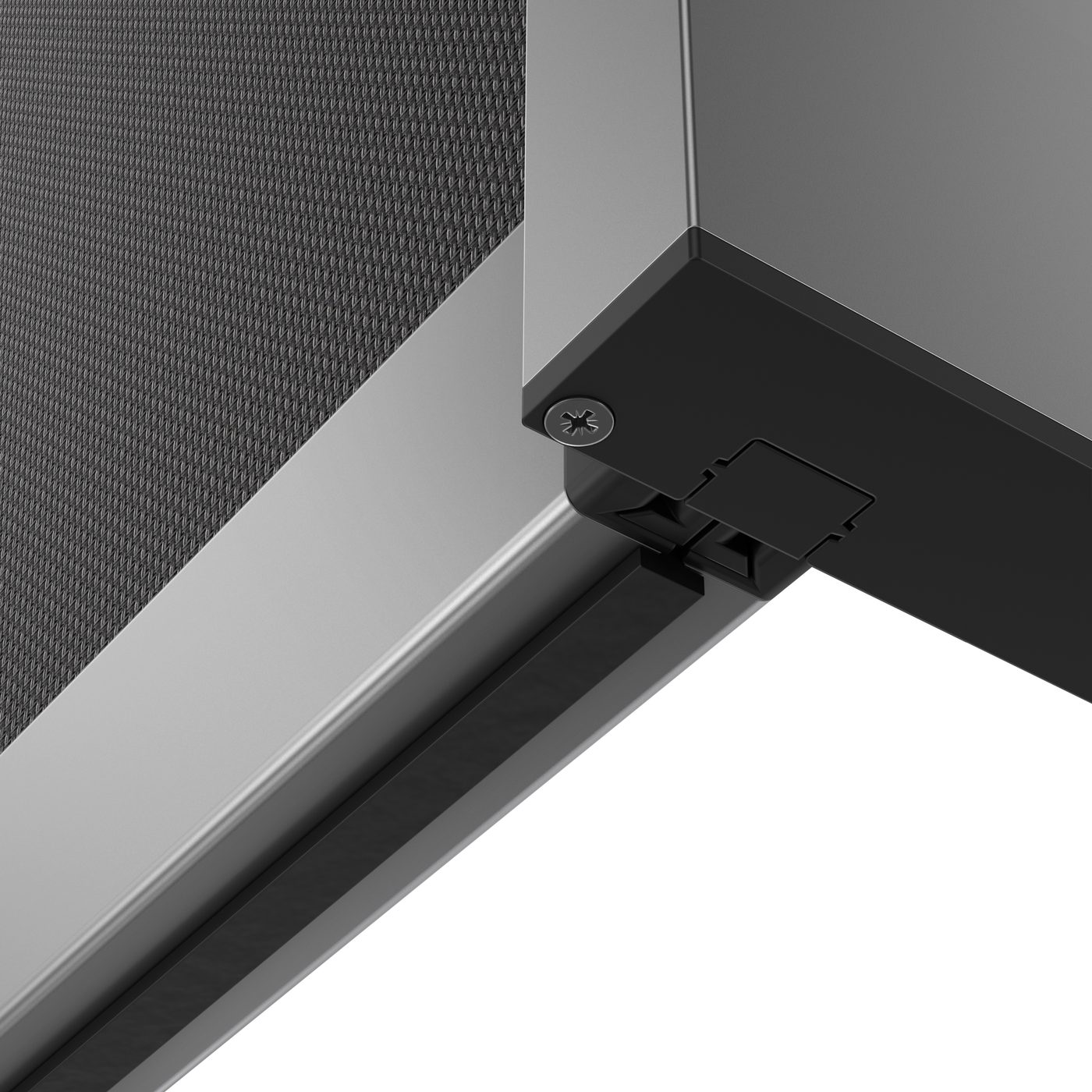 Eckdetail des Textilscreens ZIP110 mit Gummidichtung, technische Darstellung