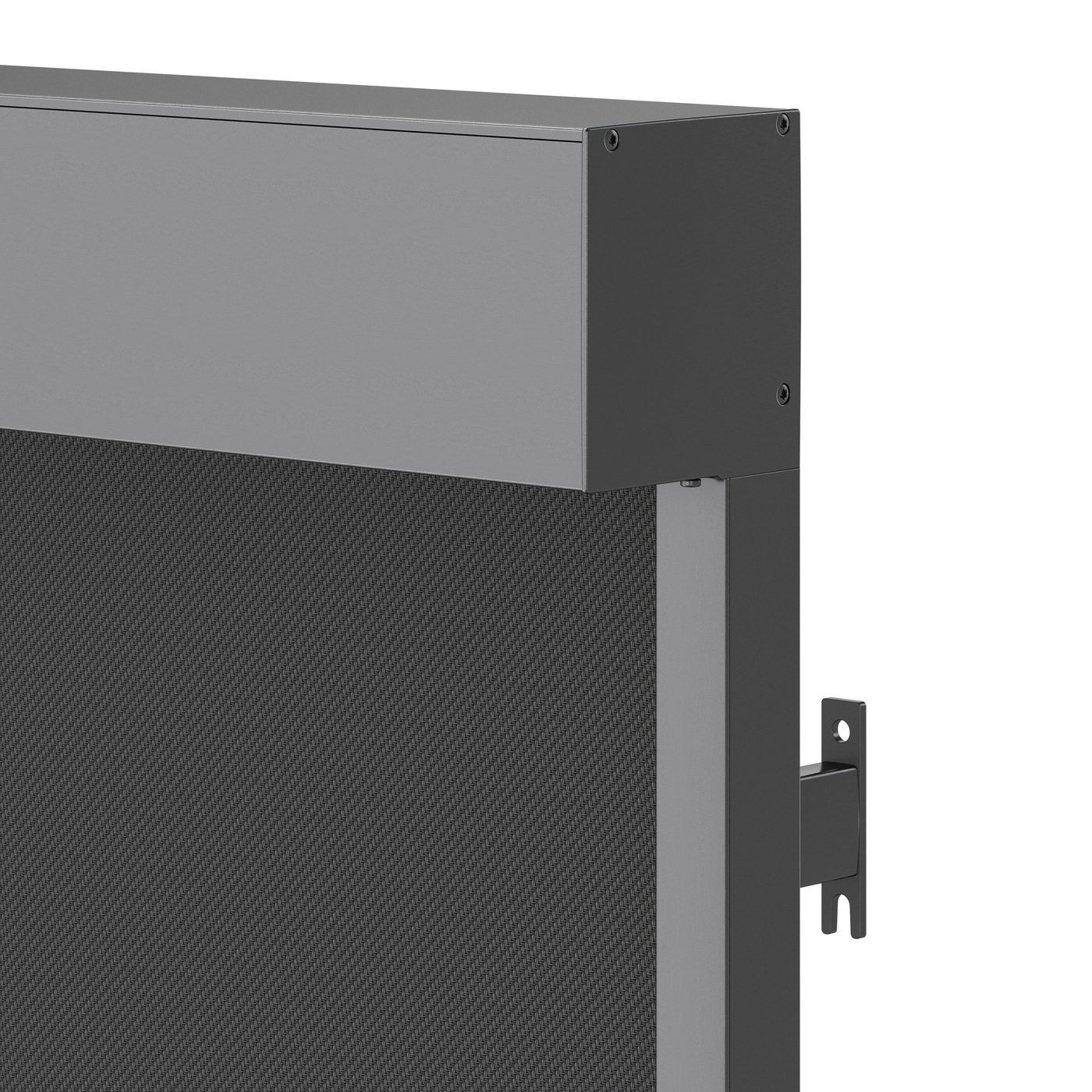 Detail des eckigen Kastens am Textilscreen ZIP135, technische Darstellung