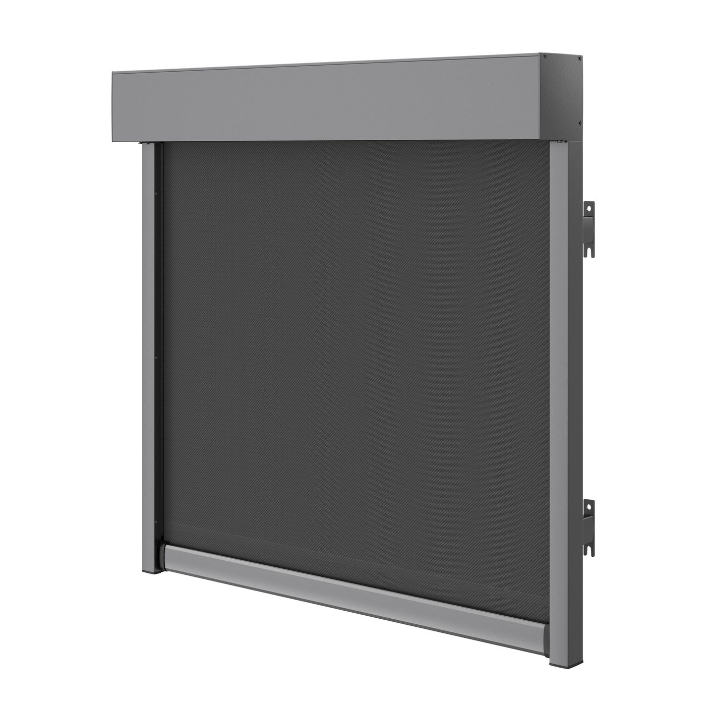 Textilscreen ZIP135 mit eckigem Kasten, technische Darstellung
