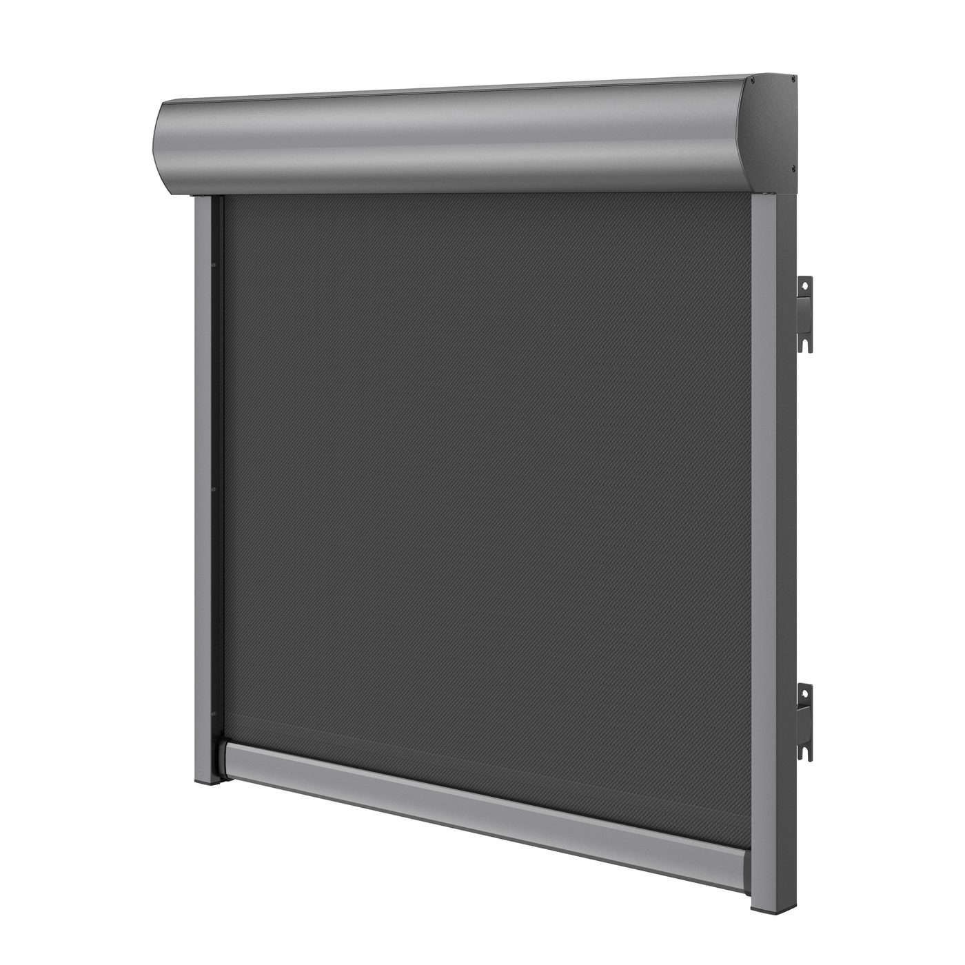 Textilscreen ZIP135 mit halbrundem Kasten, technische Darstellung